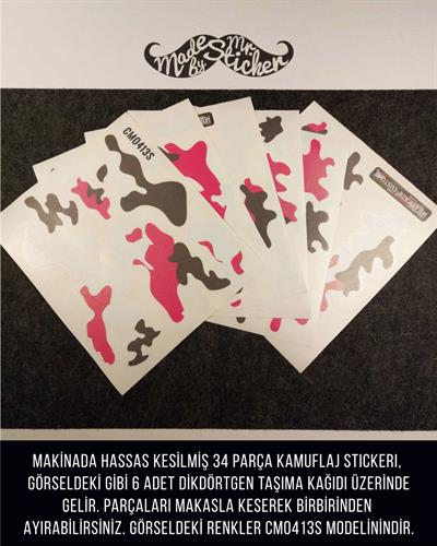 CMO413SS - Snowboard Kaski ve Board Kaplamaya Uygun 34 Parca Kucuk Boy Kamuflaj Seti