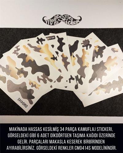 CMO414SS - Snowboard Kaski ve Board Kaplamaya Uygun 34 Parca Kucuk Boy Kamuflaj Seti