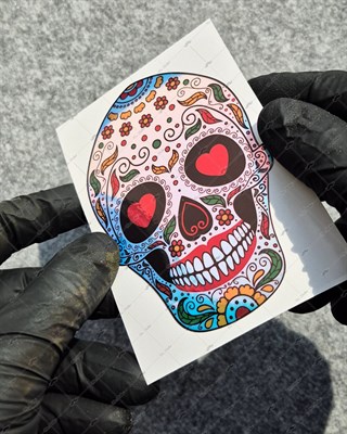 CSFT18 Renk Değiştiren Seri Kalp Gozlu Sugar Skull Kurukafa Etiketi