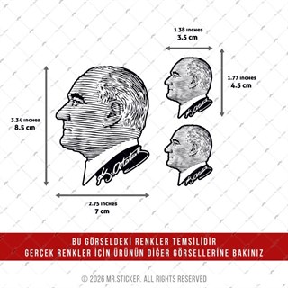 CSFT8 Renk Değiştiren Seri Ataturk Cizgi Calisma Etiket Seti
