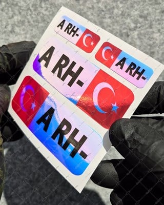 CSFTBT04 A Rh Negatif (-) Kan Grubu Etiket Seti Renk Değiştiren Seri