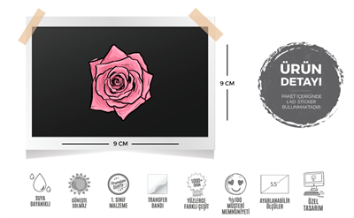 FLW9 Pembe Gul Etiketi