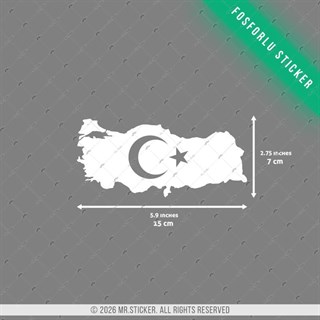 GIDW13 Karanlıkta Işıldayan Ay Yıldızlı Türkiye Haritası