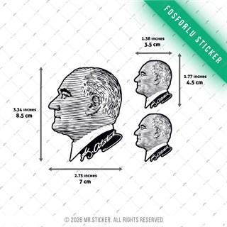 GIDW8 Karanlıkta Işıldayan Ataturk Cizgi Calisma Etiket Seti