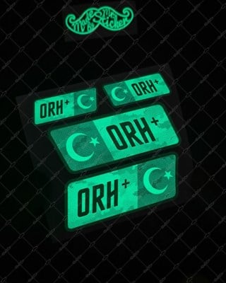 GIDWBT12 Karanlıkta Işıldayan 0 Rh Pozitif (+) Kan Grubu Etiket Seti