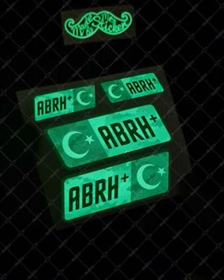 GIDWBT17 Karanlıkta Işıldayan AB Rh Pozitif (+) Kan Grubu Etiket Seti