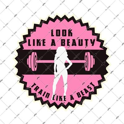 GYM2 Güzel Gözük Canavar Gibi Spor Yap Slogan Etiketi