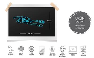 HBG54 Scuba Diving Yazili Dalgic Silueti Etiketi