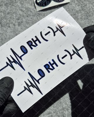 HLGBT41 Hologram Kalp Ritmi Desenli 0 Rh Negatif (-) Kan Grubu Etiketi 2 li Set