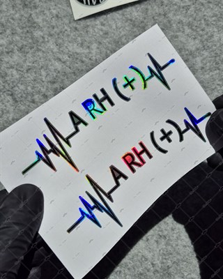 HLGBT43 Hologram Kalp Ritmi Desenli A Rh Pozitif (+) Kan Grubu Etiketi 2 li Set