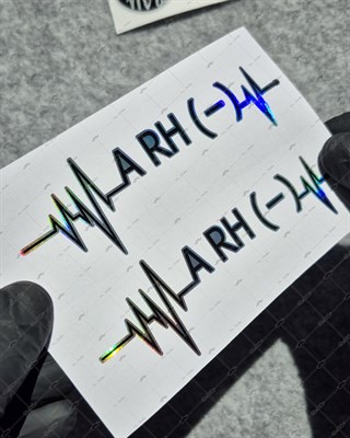 HLGBT44 Hologram Kalp Ritmi Desenli A Rh Negatif (-) Kan Grubu Etiketi 2 li Set
