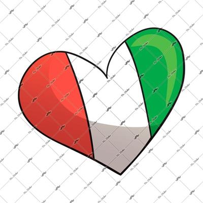 ITF2 Kalp Desenli Italya Bayrak Etiketi