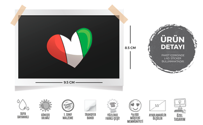 ITF2 Kalp Desenli Italya Bayrak Etiketi