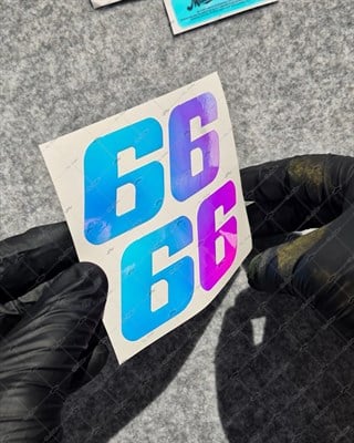 PRS30 Mavi Mor Renk Geçişli Reflektif Numara Stickerı 2li Set