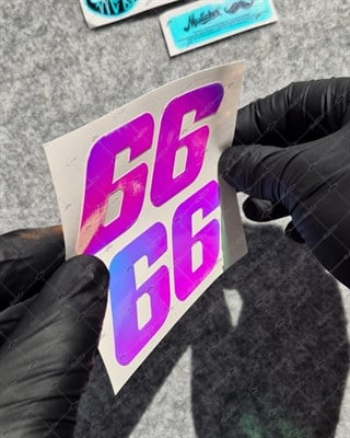 PRS30 Mavi Mor Renk Geçişli Reflektif Numara Stickerı 2li Set