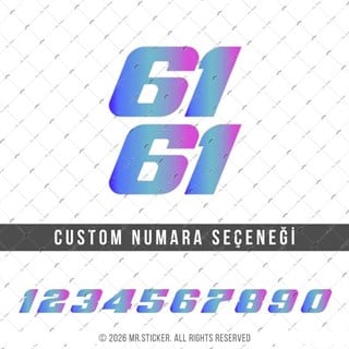 PRS30 Mavi Mor Renk Geçişli Reflektif Numara Stickerı 2li Set
