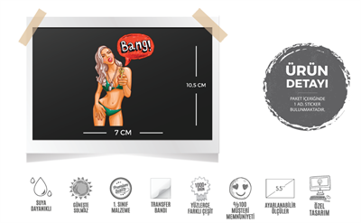 PNP49 Altin Revolverli Pinup Kizi Etiketi