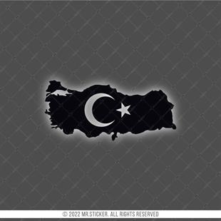 RFBK33 Siyah Reflektif Ay Yıldızlı Türkiye Haritası