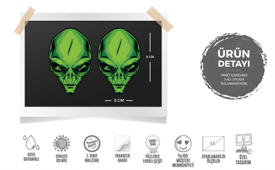 RFHLM151 Reflektif Merhaba Dunyali Yazili Alien Etiketi 2  li Set