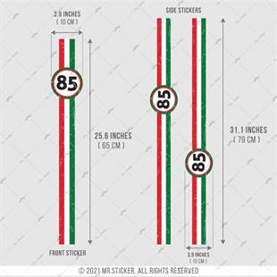 STS30VP Kişiye Özel Numaralı Eskitilmiş Desenli Kırmızı Beyaz Yeşil Desenli Şerit Seti