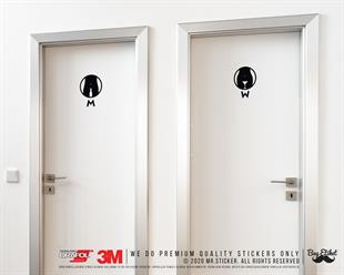 WC14 Bay Bayan Tuvalet Simgesi Etiketi Siyah Renk