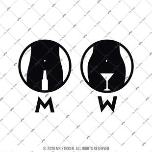 WC14 Bay Bayan Tuvalet Simgesi Etiketi Siyah Renk