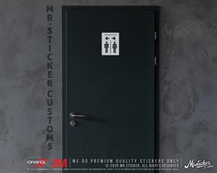 WC21 Tuvaletler Yazili WC Simgesi Etiketi