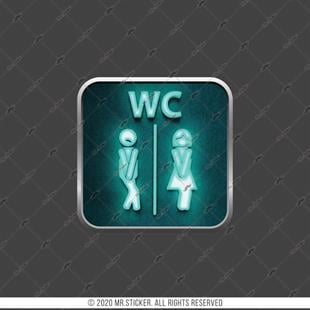 WC30 Yesil Neon Efektli Unisex Tuvalet Simgesi Etiketi