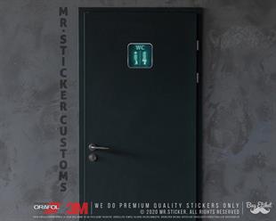 WC30 Yesil Neon Efektli Unisex Tuvalet Simgesi Etiketi