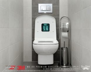 WC30 Yesil Neon Efektli Unisex Tuvalet Simgesi Etiketi