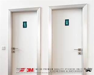 WC31 Yesil Neon Efektli Bay Bayan Tuvalet Simgesi Seti