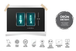 WC31 Yesil Neon Efektli Bay Bayan Tuvalet Simgesi Seti