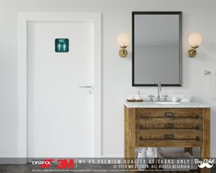 WC32 Yesil Neon Efektli Unisex Tuvalet Simgesi Etiketi