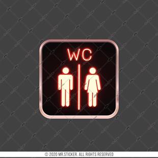 WC36 Kirmizi Neon Efektli Unisex Tuvalet Simgesi Etiketi