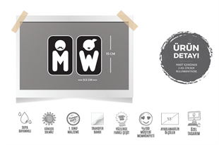 WC7 Bay Bayan Tuvalet Simgesi Etiket Seti