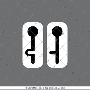 WC9 Bay Bayan Tuvalet Simgesi Etiket Seti