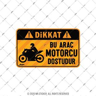 WRN47 Bu Arac Motorcu Dostudur Etiketi - Turuncu