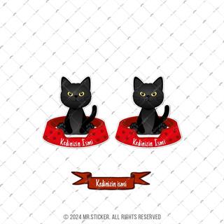 ANCT35 Bombay Kara Kedi Etiketi Seti - Kedinizin Ismine Ozel