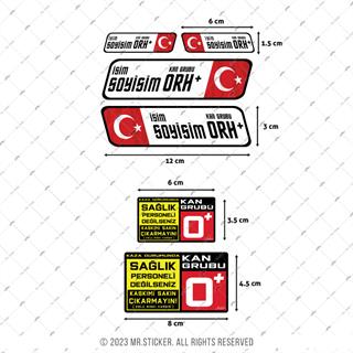 BT09 Reflektif İsme Özel Kan Grubu Etiket Seti 