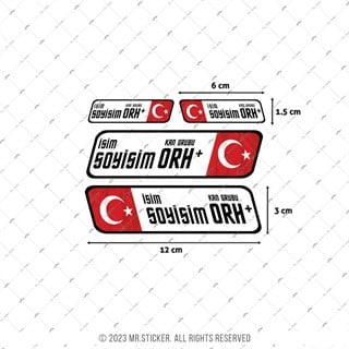 BT09 Reflektif İsme Özel Kan Grubu Etiket Seti 