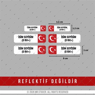 BT10 İsme Özel Kan Grubu Etiket Seti
