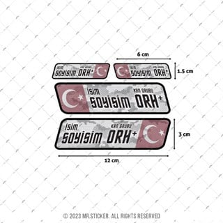 BT19 Kamuflaj Desenli İsme Özel Kan Grubu Etiket Seti