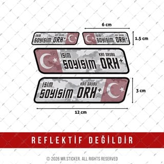 BT19 Kamuflaj Desenli İsme Özel Kan Grubu Etiket Seti