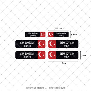 BT70 Reflektif İsme Özel Kan Grubu Etiket Seti
