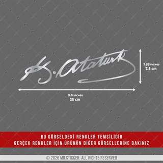 CHR36 Krom Seri Büyük Boy Kemal Atatürk İmza Etiketi