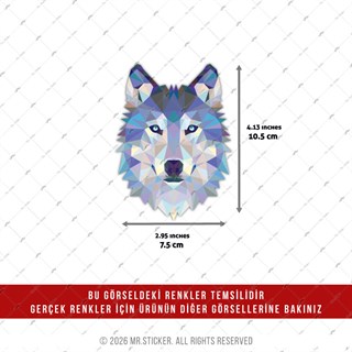HLG105 Hologram Polygonal Tasarim Sibirya Kurdu Etiketi
