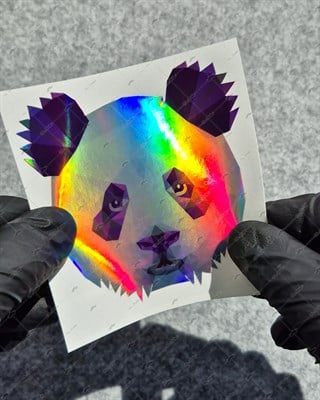 HLG117 Hologram Üçgen Tasarım Panda Etiketi