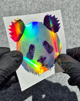 HLG117 Hologram Üçgen Tasarım Panda Etiketi