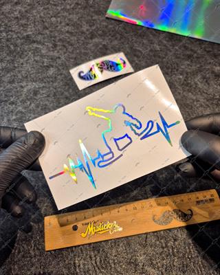 HLG28V2 Hologram Kalp Ritim Motifli Snowboard Etiketi