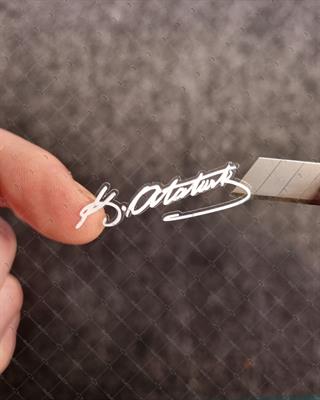 MKA14 Beyaz Renk Kemal Atatürk İmzası Stickerı 20li Set